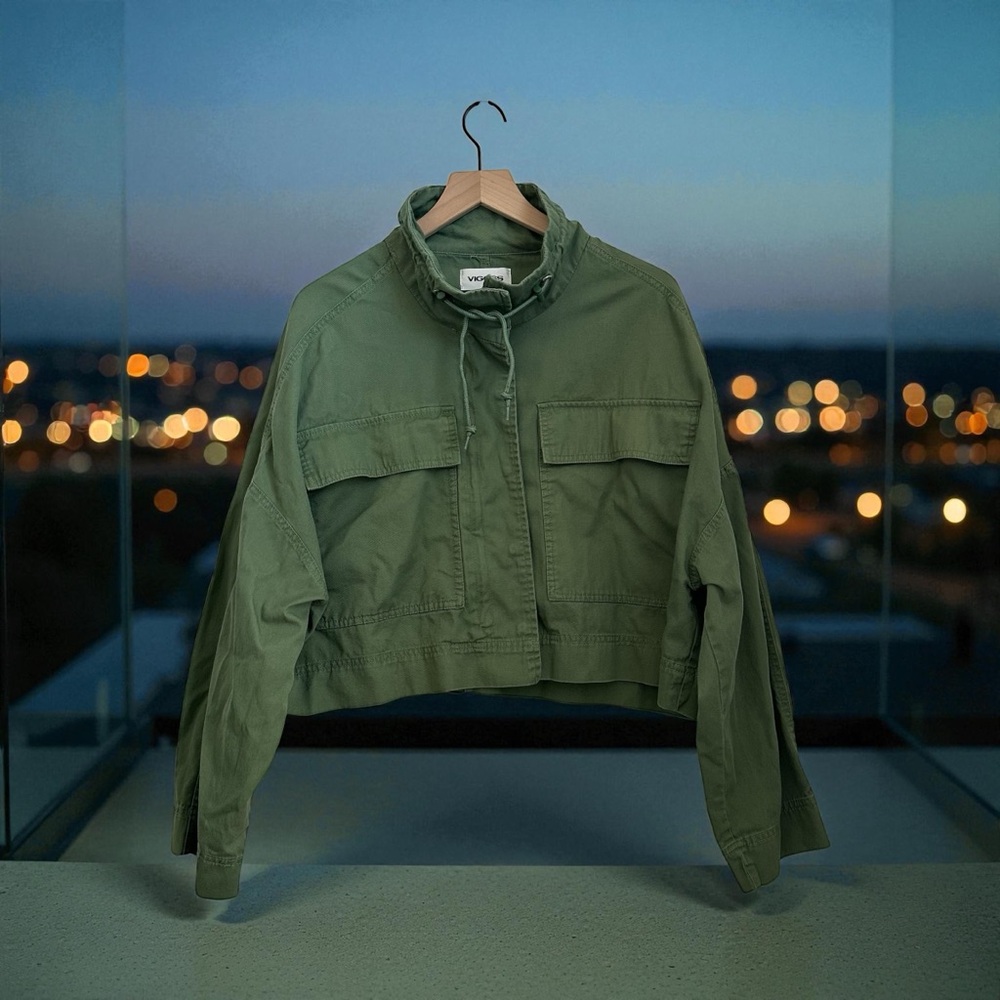 Vigoss Women’s Green 100% Cotton Oversized Fit Utility Jacket Size M